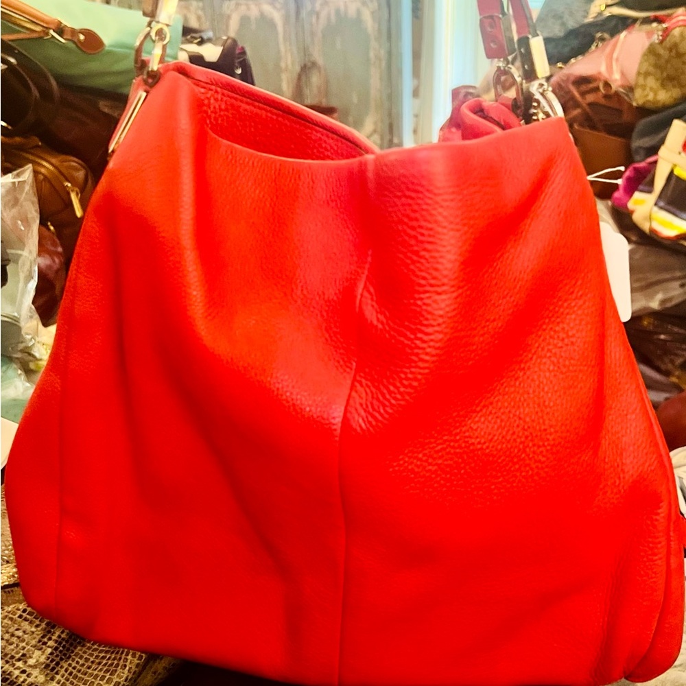 Coach Red Leather Hobo Bag